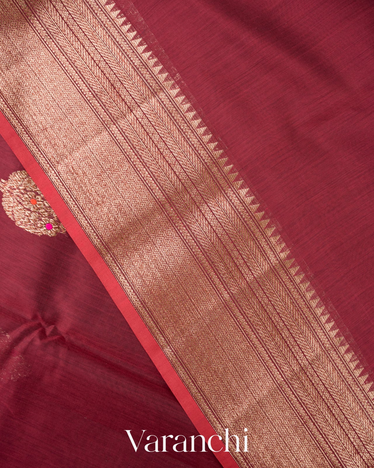 Deep Maroon Pure Chanderi Silk Cotton Handloom Saree