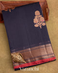 Navy Blue Pure Chanderi Silk Cotton Handloom Saree