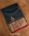 Deep Teal Blue Pure Chanderi Silk Cotton Handloom Saree  