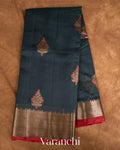 Deep Teal Blue Pure Chanderi Silk Cotton Handloom Saree  