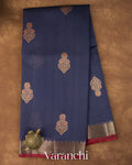 Navy Blue Pure Chanderi Silk Cotton Handloom Saree