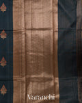 Deep Teal Blue Pure Chanderi Silk Cotton Handloom Saree  