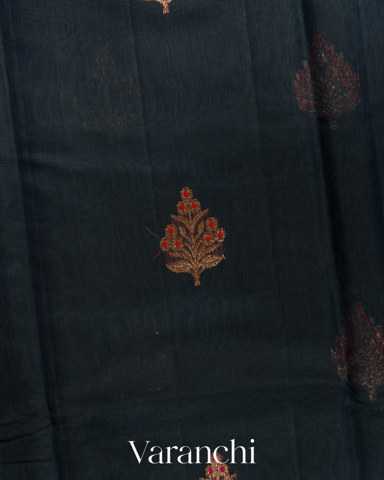 Deep Teal Blue Pure Chanderi Silk Cotton Handloom Saree  