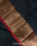 Deep Teal Blue Pure Chanderi Silk Cotton Handloom Saree  