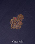 Navy Blue Pure Chanderi Silk Cotton Handloom Saree