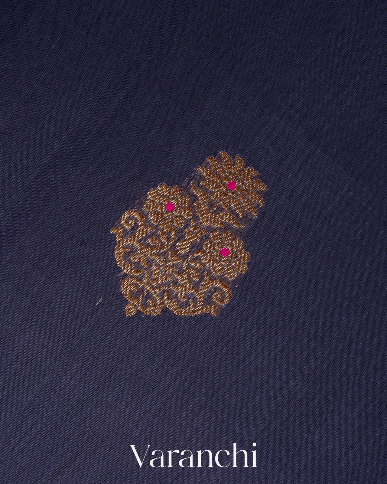 Navy Blue Pure Chanderi Silk Cotton Handloom Saree
