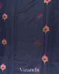 Midnight Blue Pure Chanderi Silk Cotton Handloom Saree