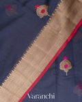 Midnight Blue Pure Chanderi Silk Cotton Handloom Saree