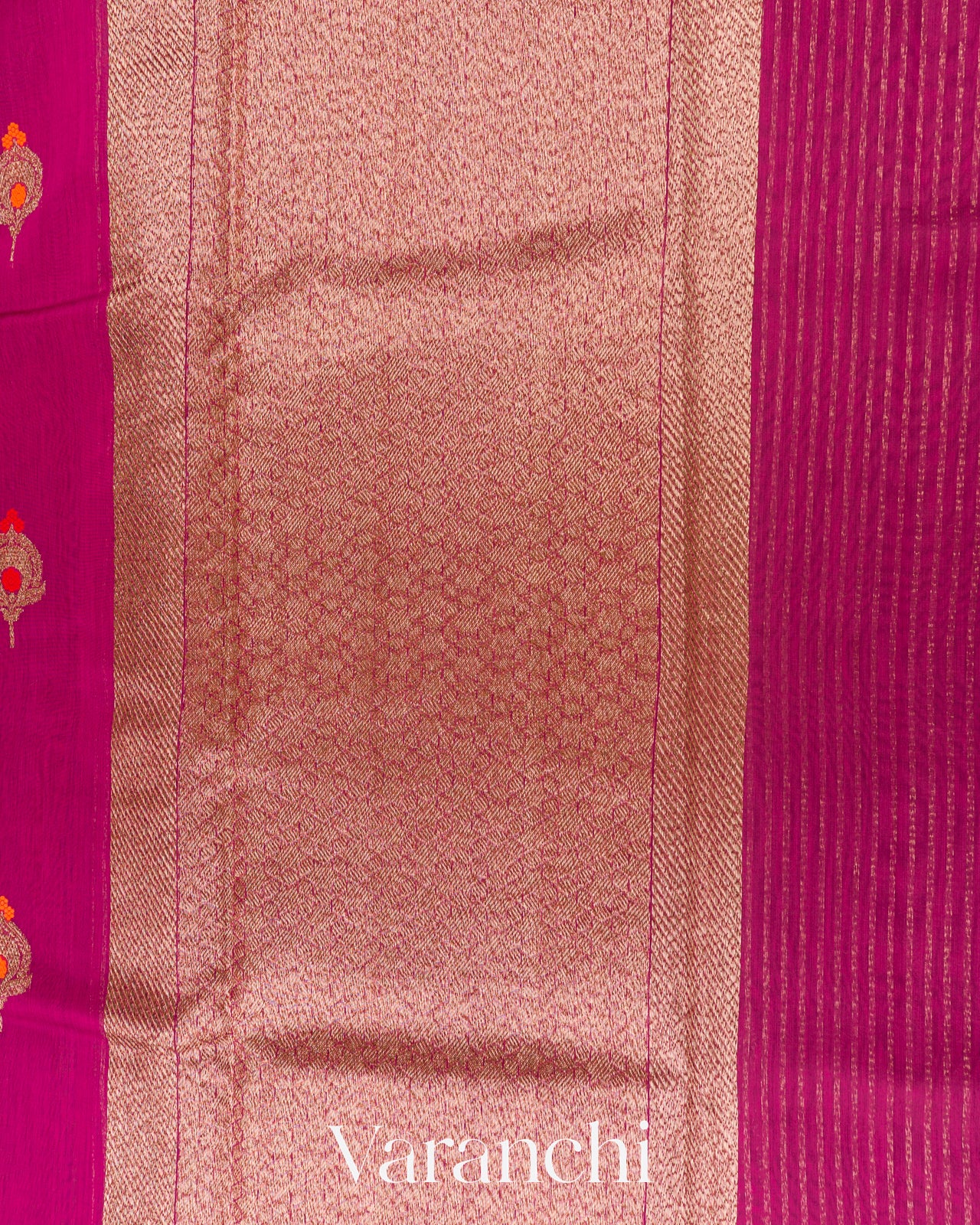 Dark Pink Pure Chanderi Silk Cotton Handloom Saree