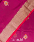 Dark Pink Pure Chanderi Silk Cotton Handloom Saree
