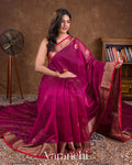 Dark Pink Pure Chanderi Silk Cotton Handloom Saree