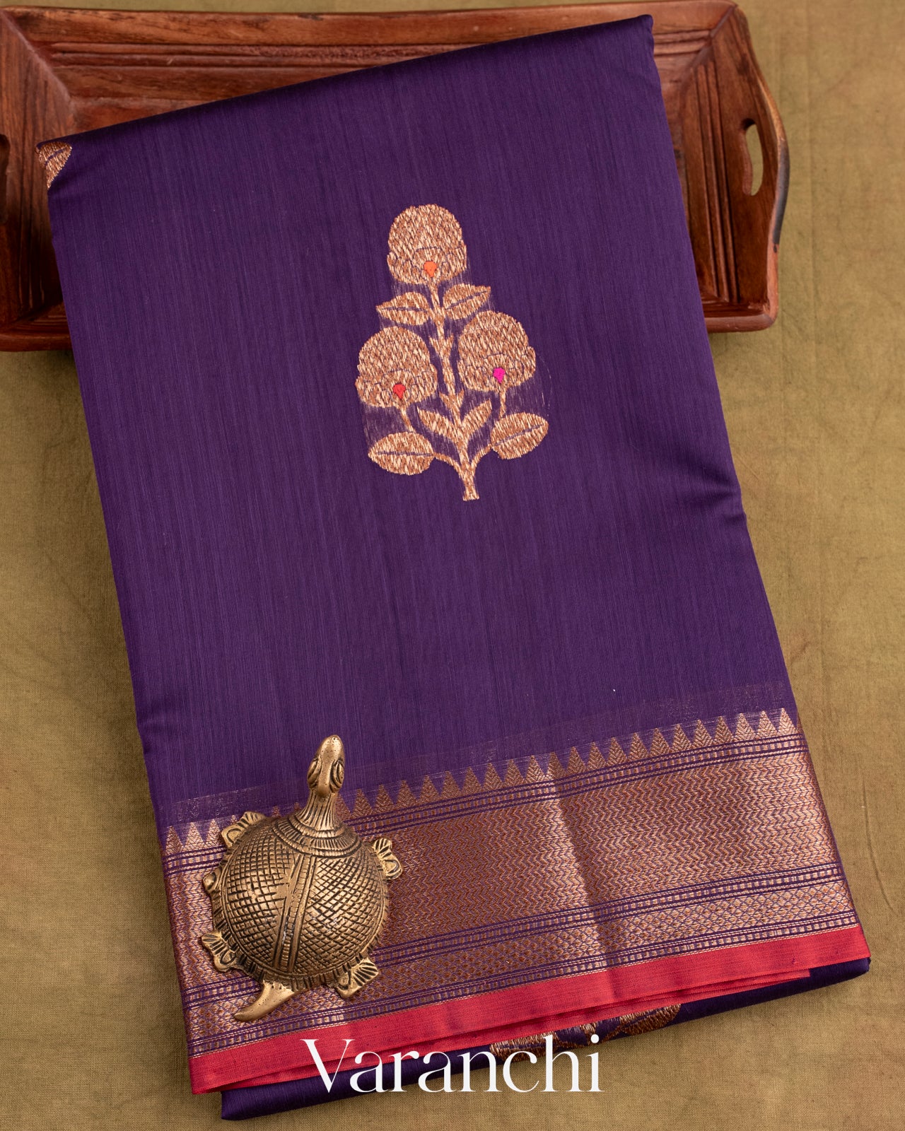 Violet Pure Chanderi Silk Cotton Handloom Saree