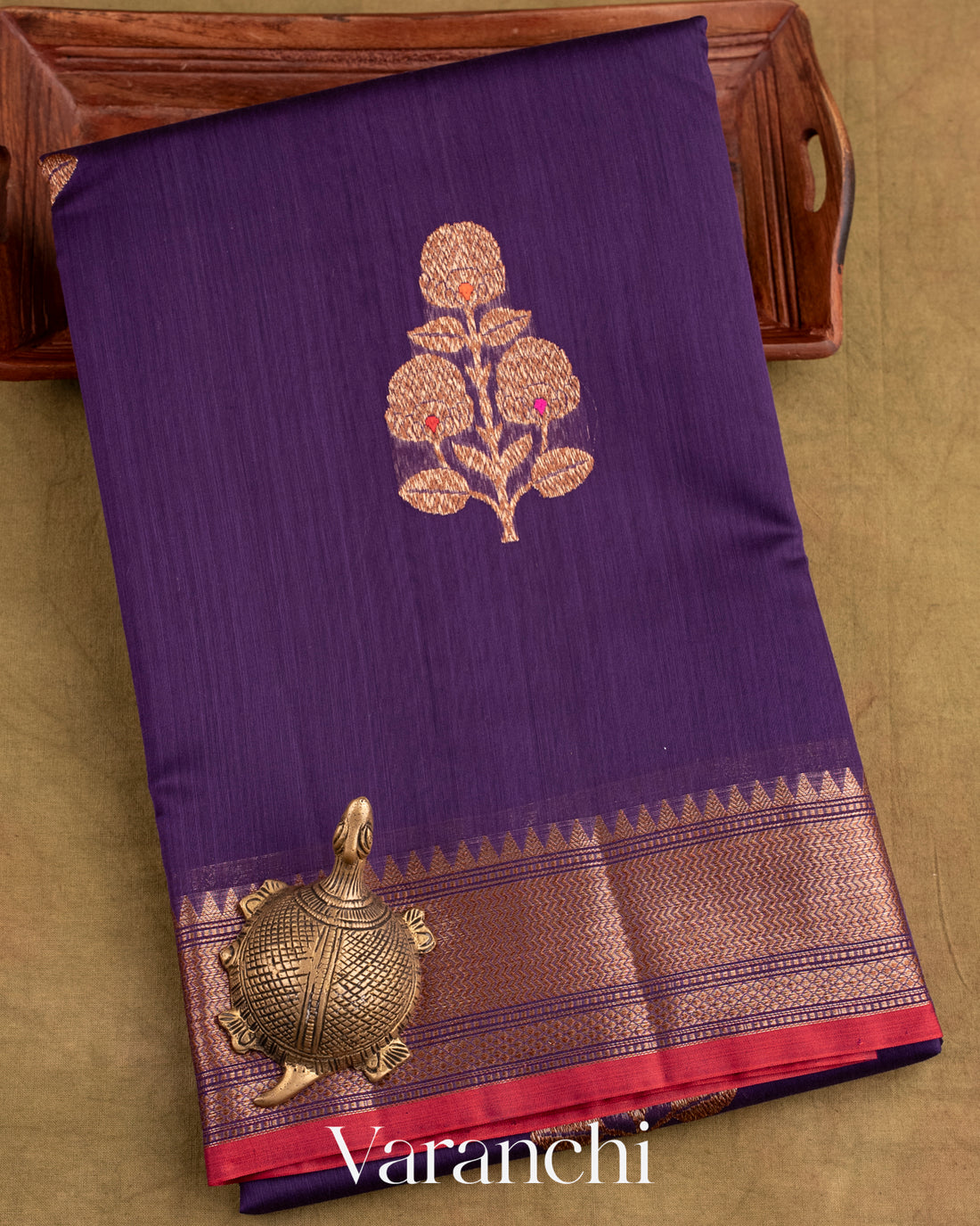 Violet Pure Chanderi Silk Cotton Handloom Saree