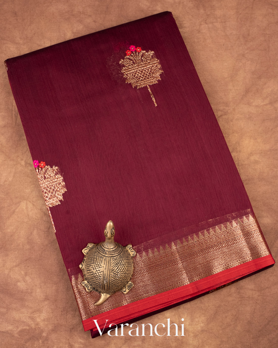 Dark Wine Pure Chanderi Silk Cotton Saree