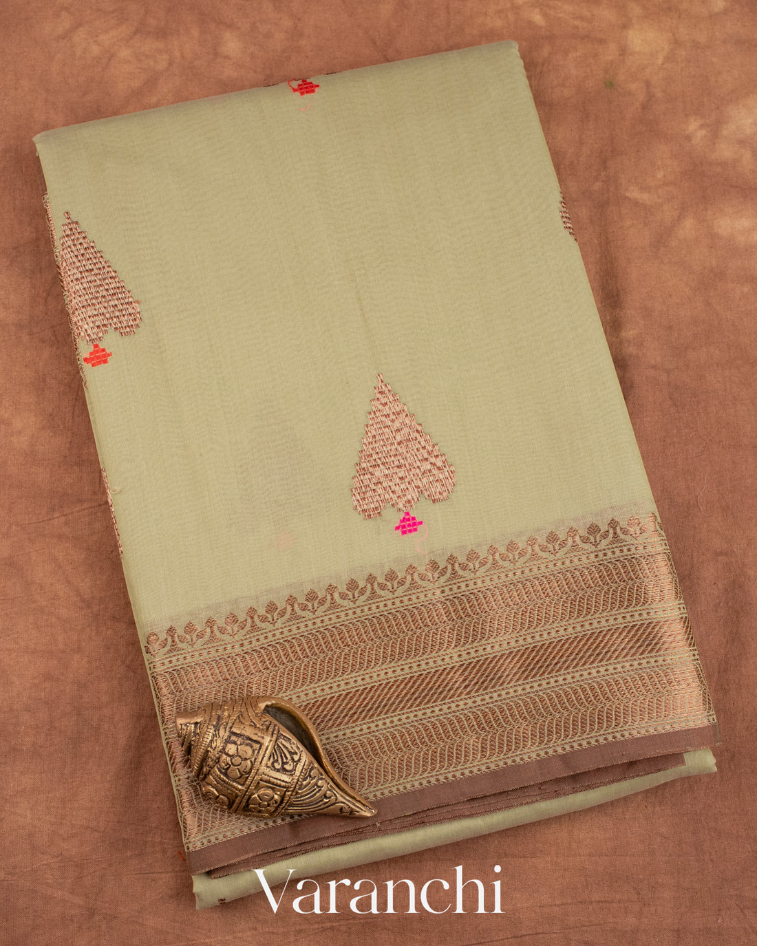 Light Sage Pure Chanderi Silk Cotton Handloom Saree