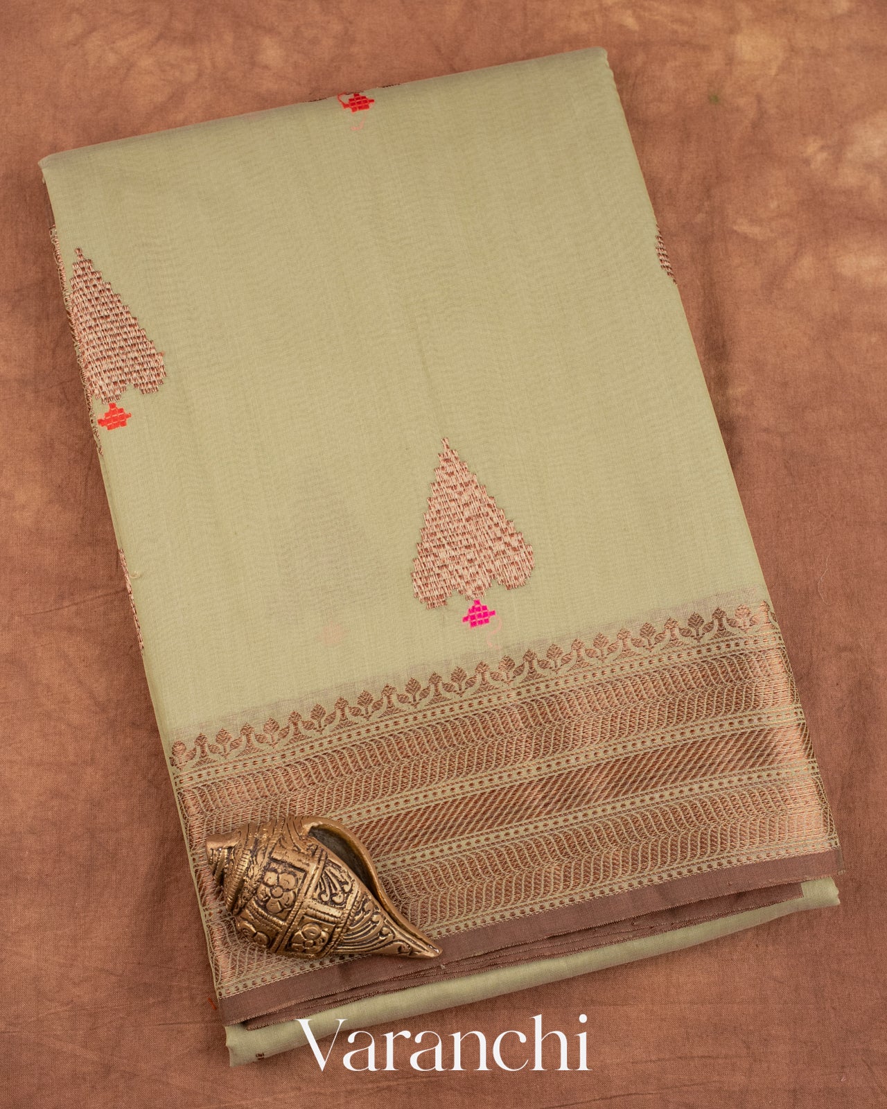 Light Sage Pure Chanderi Silk Cotton Handloom Saree