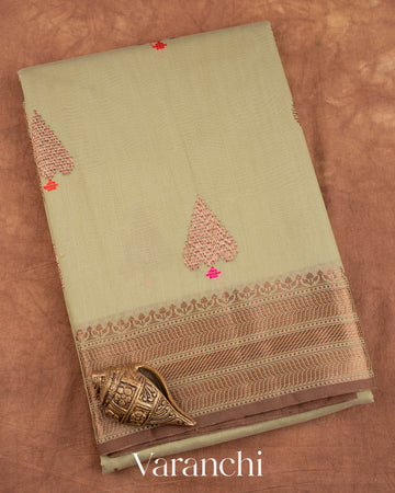 Light Sage Pure Chanderi Silk Cotton Handloom Saree
