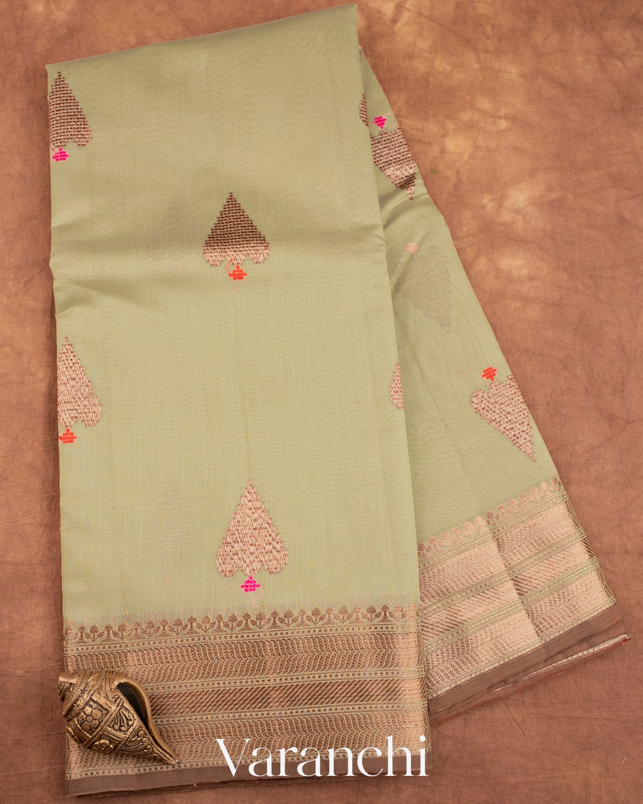 Light Sage Pure Chanderi Silk Cotton Handloom Saree