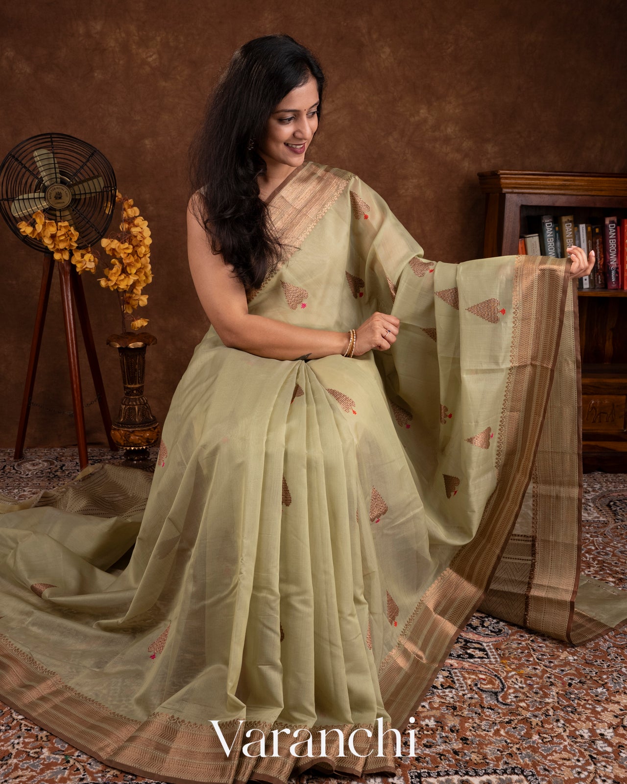 Light Sage Pure Chanderi Silk Cotton Handloom Saree