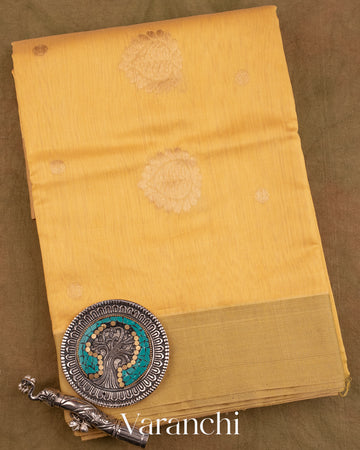 Pastel Yellow Pure Chanderi Silk Cotton Handloom Saree