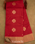 Deep Red Pure Chanderi Silk Cotton Handloom Saree