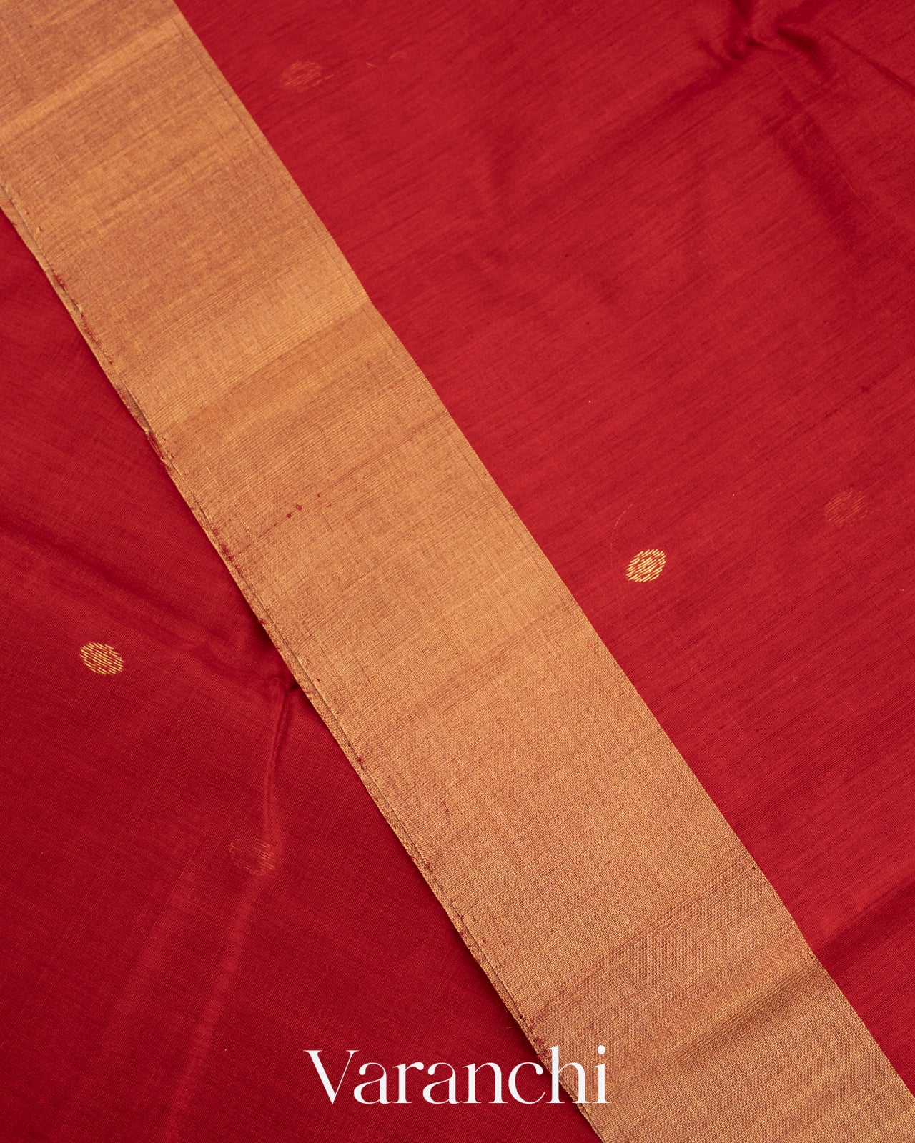 Deep Red Pure Chanderi Silk Cotton Handloom Saree