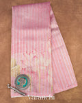 Lotus Pink Tissue Stripped Pure Chanderi Silk Cotton Saree 