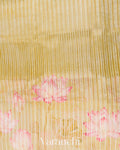 Light Cream Yellow Tissue Stripped Pure Chanderi Silk Cotton Saree 