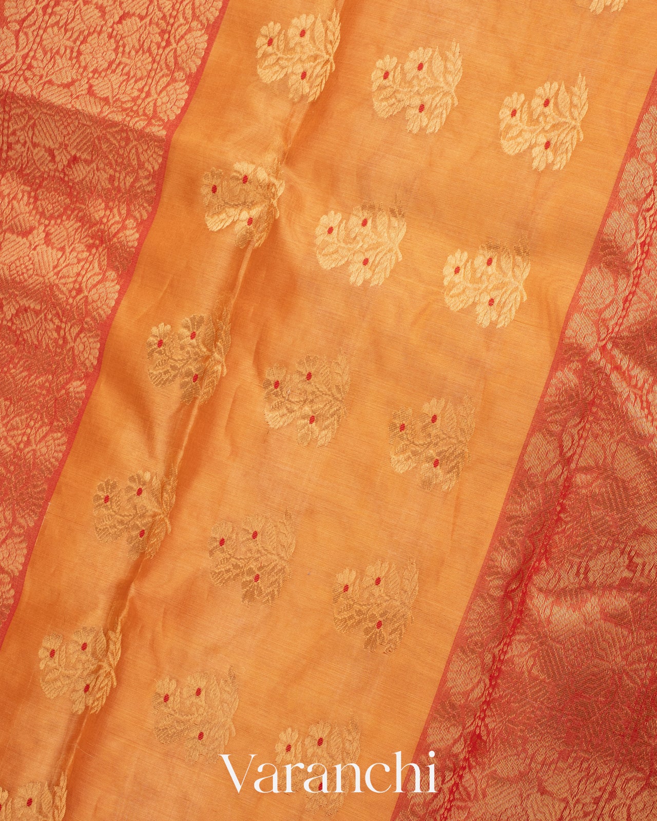 Dusty Orange Pure Chanderi Tissue Silk Handloom Saree