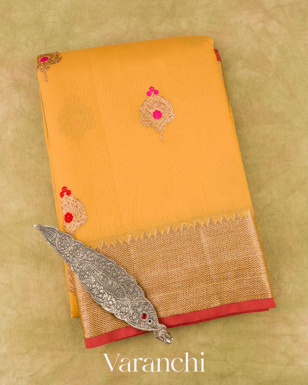 Turmeric Yellow Pure Chanderi Silk Cotton Handloom Saree 