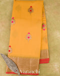Turmeric Yellow Pure Chanderi Silk Cotton Handloom Saree 