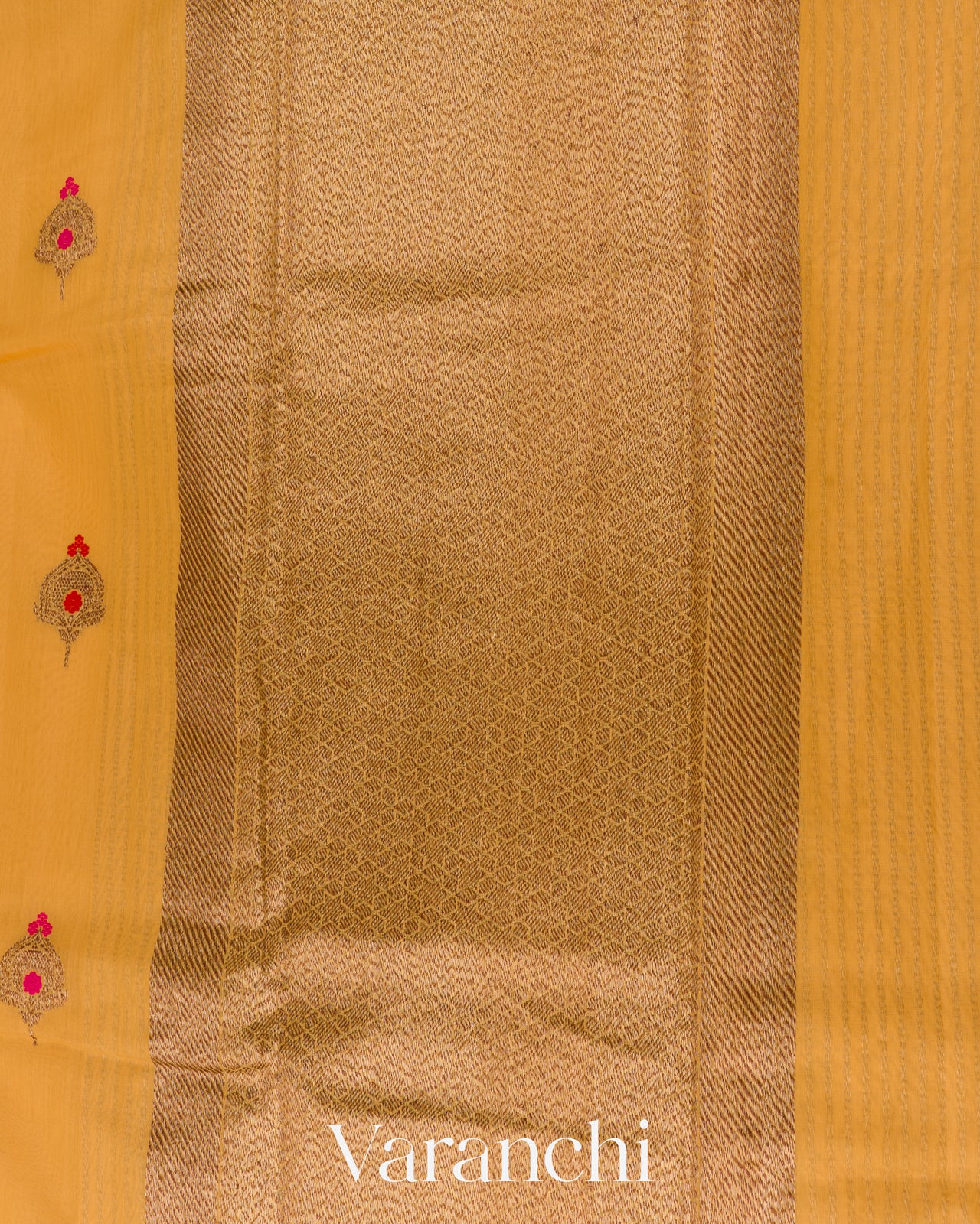 Turmeric Yellow Pure Chanderi Silk Cotton Handloom Saree 