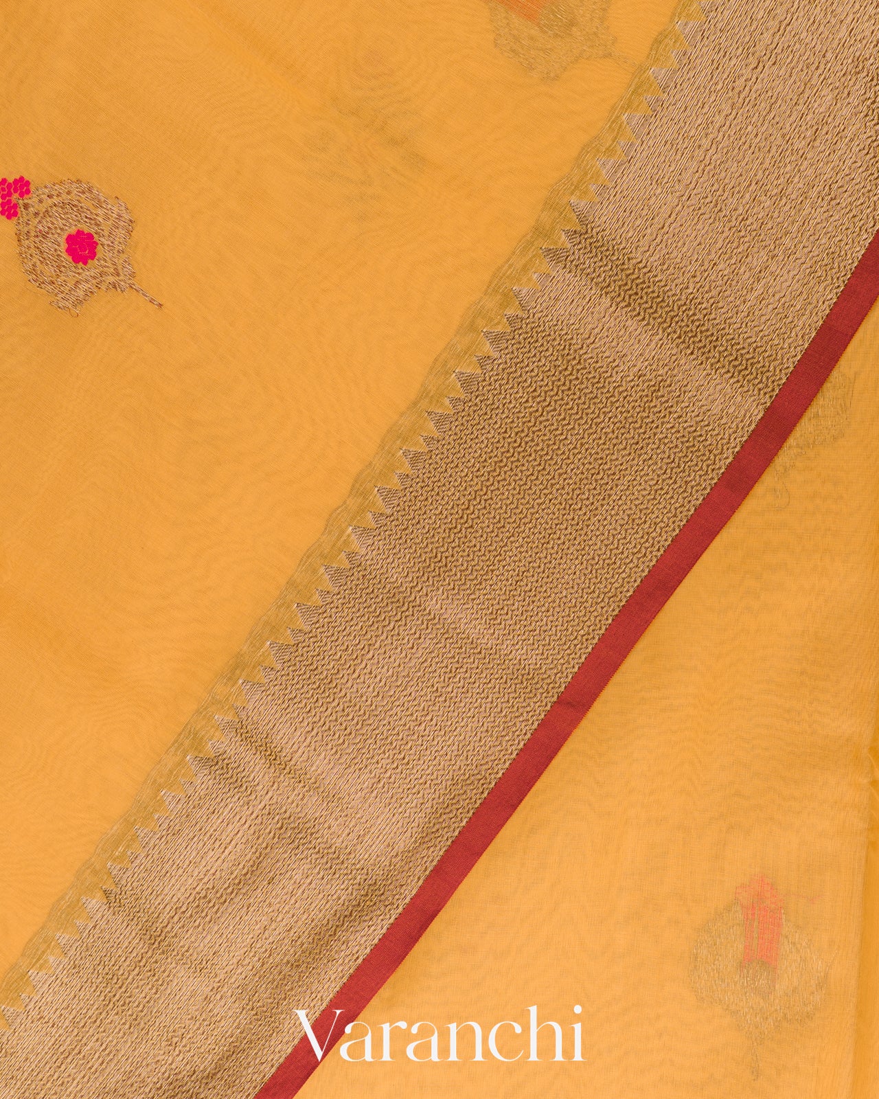 Turmeric Yellow Pure Chanderi Silk Cotton Handloom Saree 