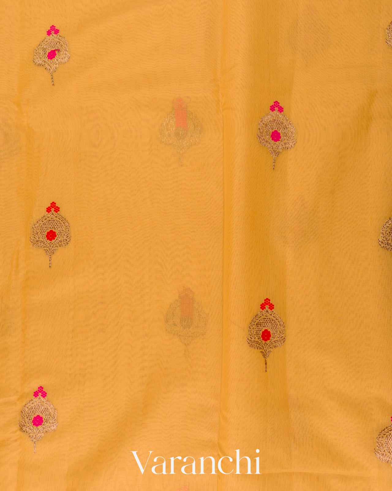 Turmeric Yellow Pure Chanderi Silk Cotton Handloom Saree 