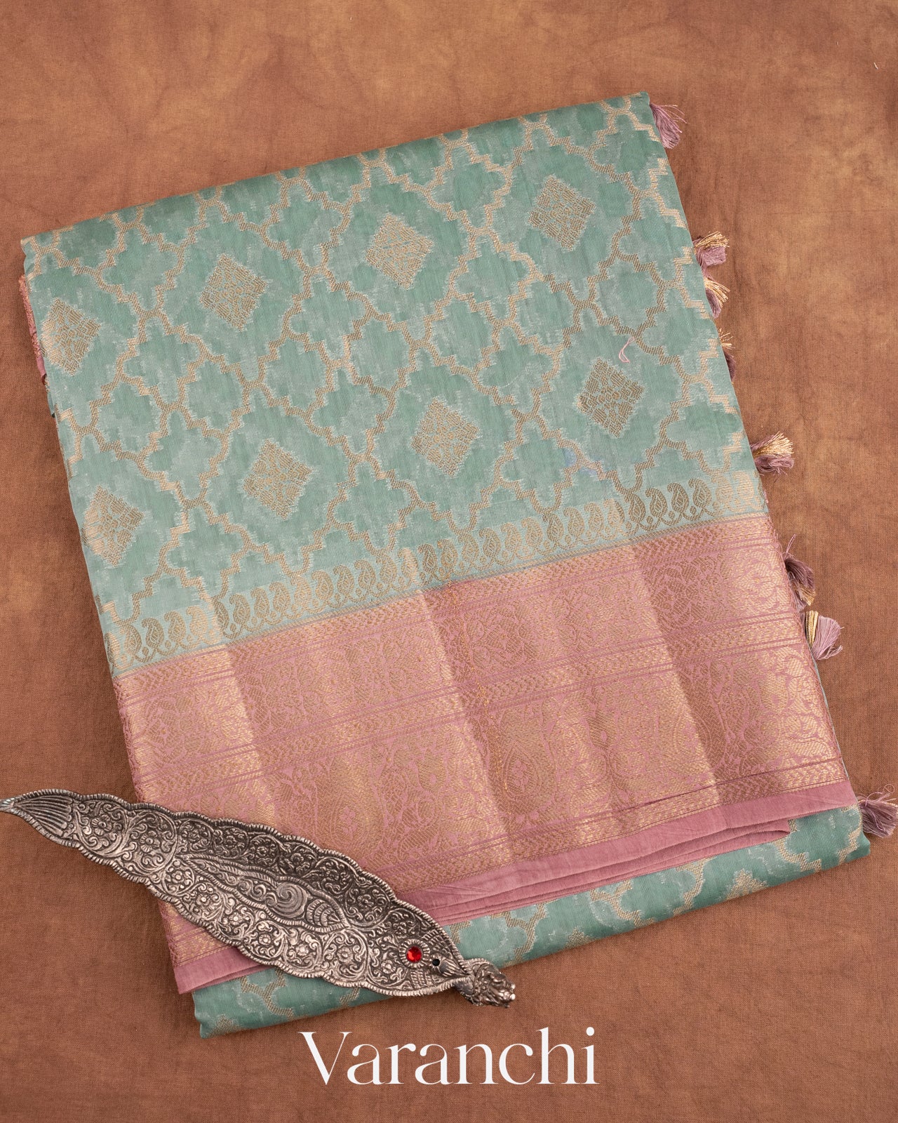 Pastel Blue Pure Chanderi Silk Cotton Saree