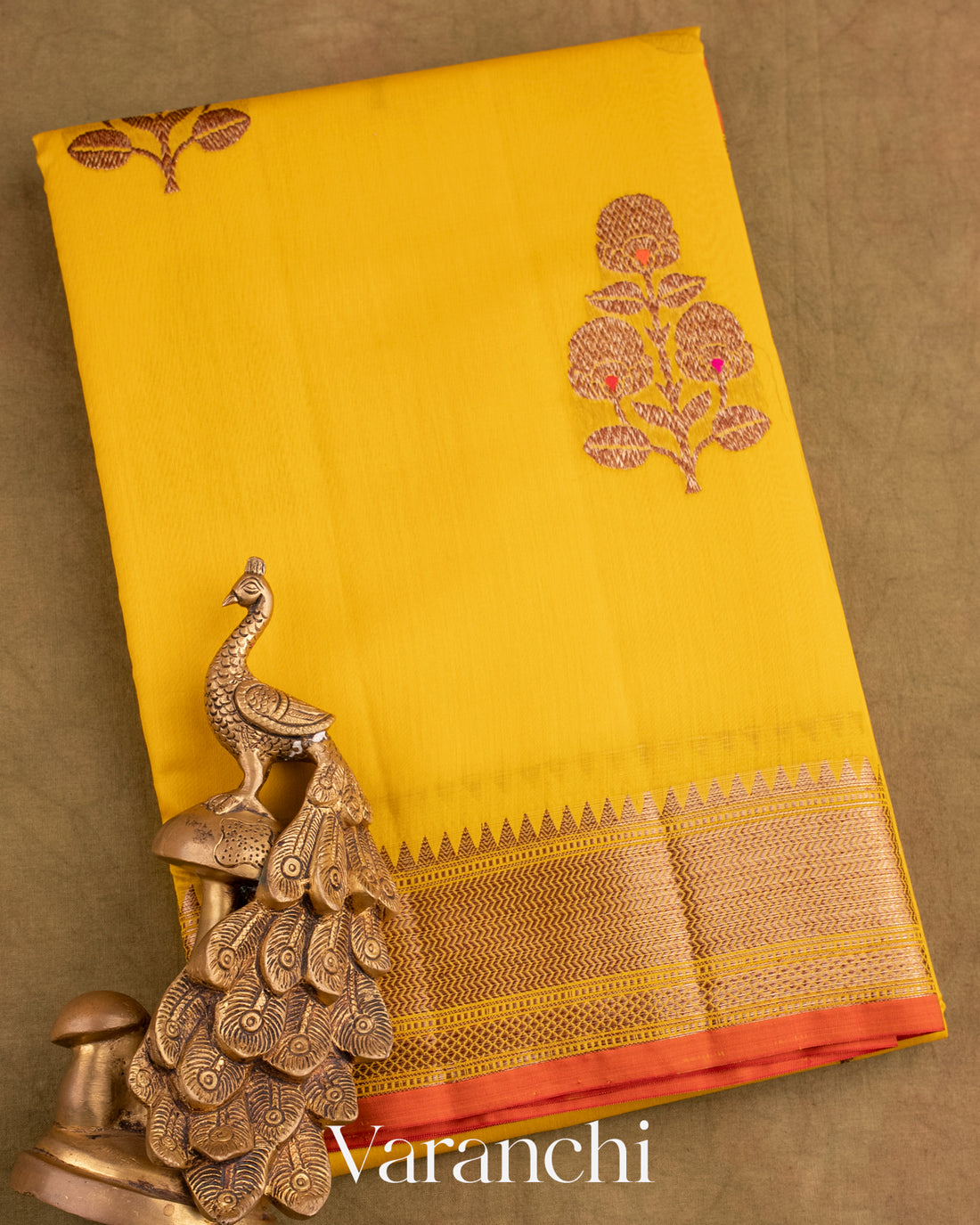 Mustard Yellow Pure Chanderi Silk Cotton Handloom Saree