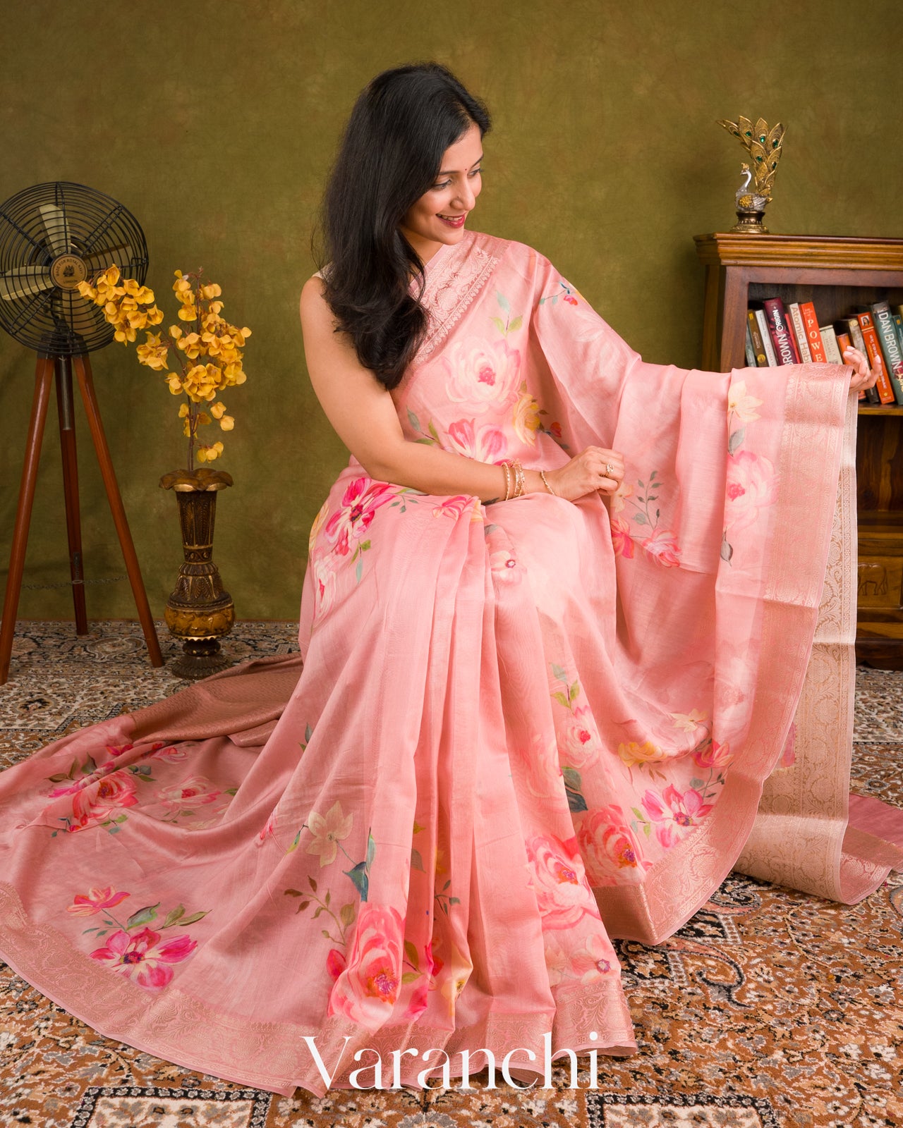 Baby Pink Pure Chanderi Silk Cotton Saree
