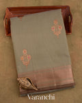 Sage Grey Pure Chanderi Silk Cotton Handloom Saree