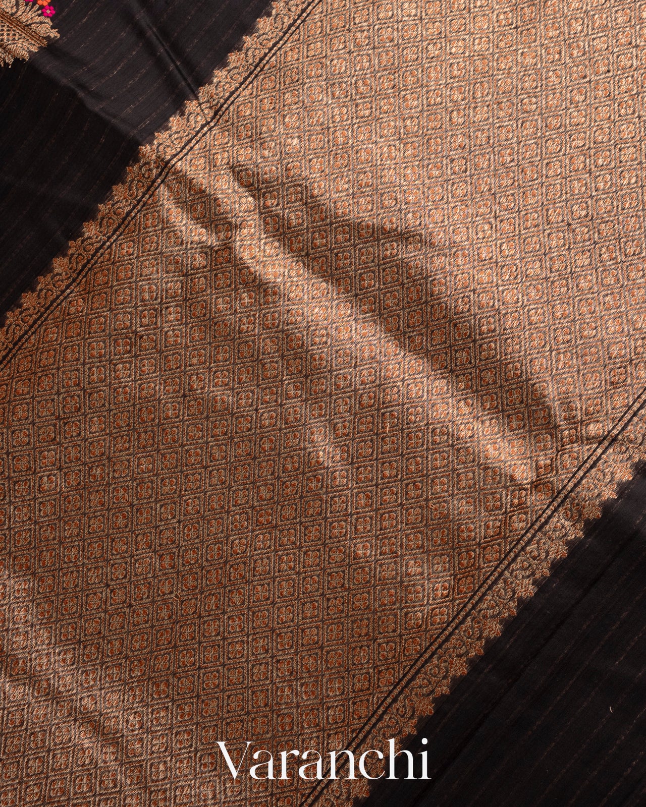 Jet Black Pure Chanderi Silk Cotton Handloom Saree