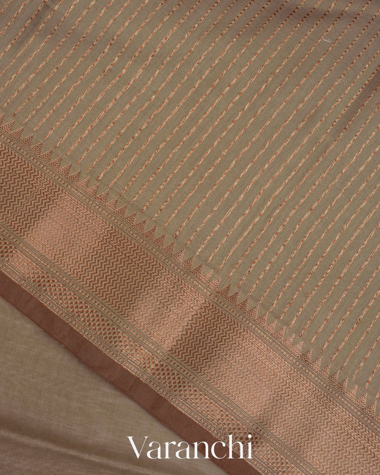Sage Grey Pure Chanderi Silk Cotton Handloom Saree