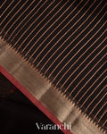 Jet Black Pure Chanderi Silk Cotton Handloom Saree