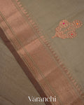 Sage Grey Pure Chanderi Silk Cotton Handloom Saree