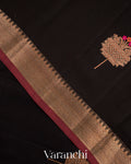Jet Black Pure Chanderi Silk Cotton Handloom Saree
