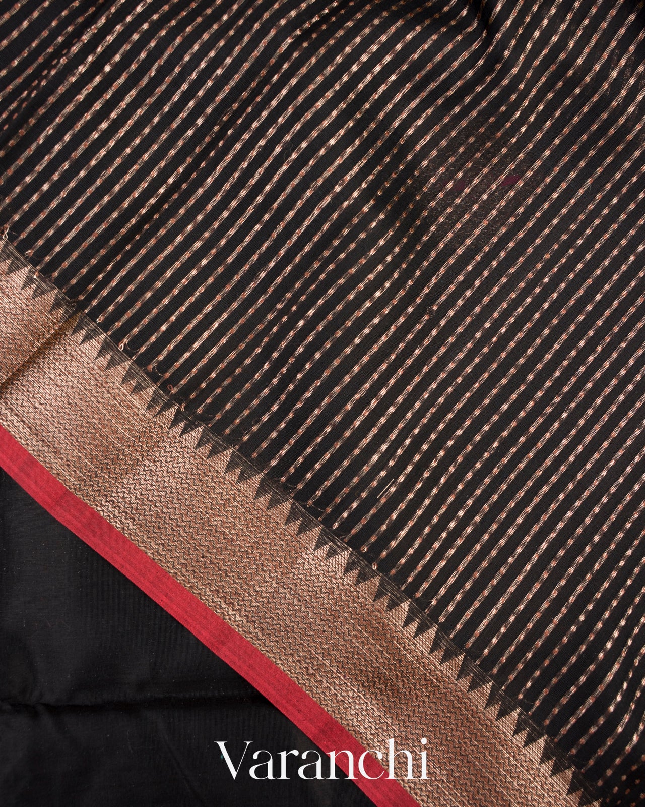 Jet Black Pure Chanderi Silk Cotton Handloom Saree