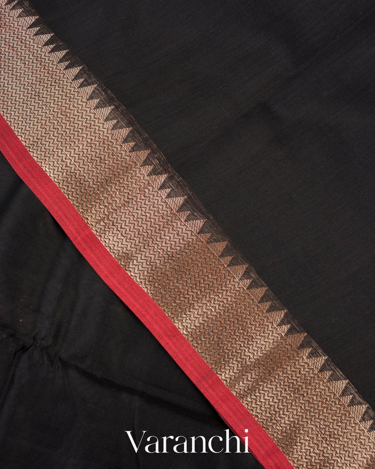 Jet Black Pure Chanderi Silk Cotton Handloom Saree