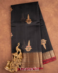 Black Pure Chanderi Silk Cotton Handloom Saree