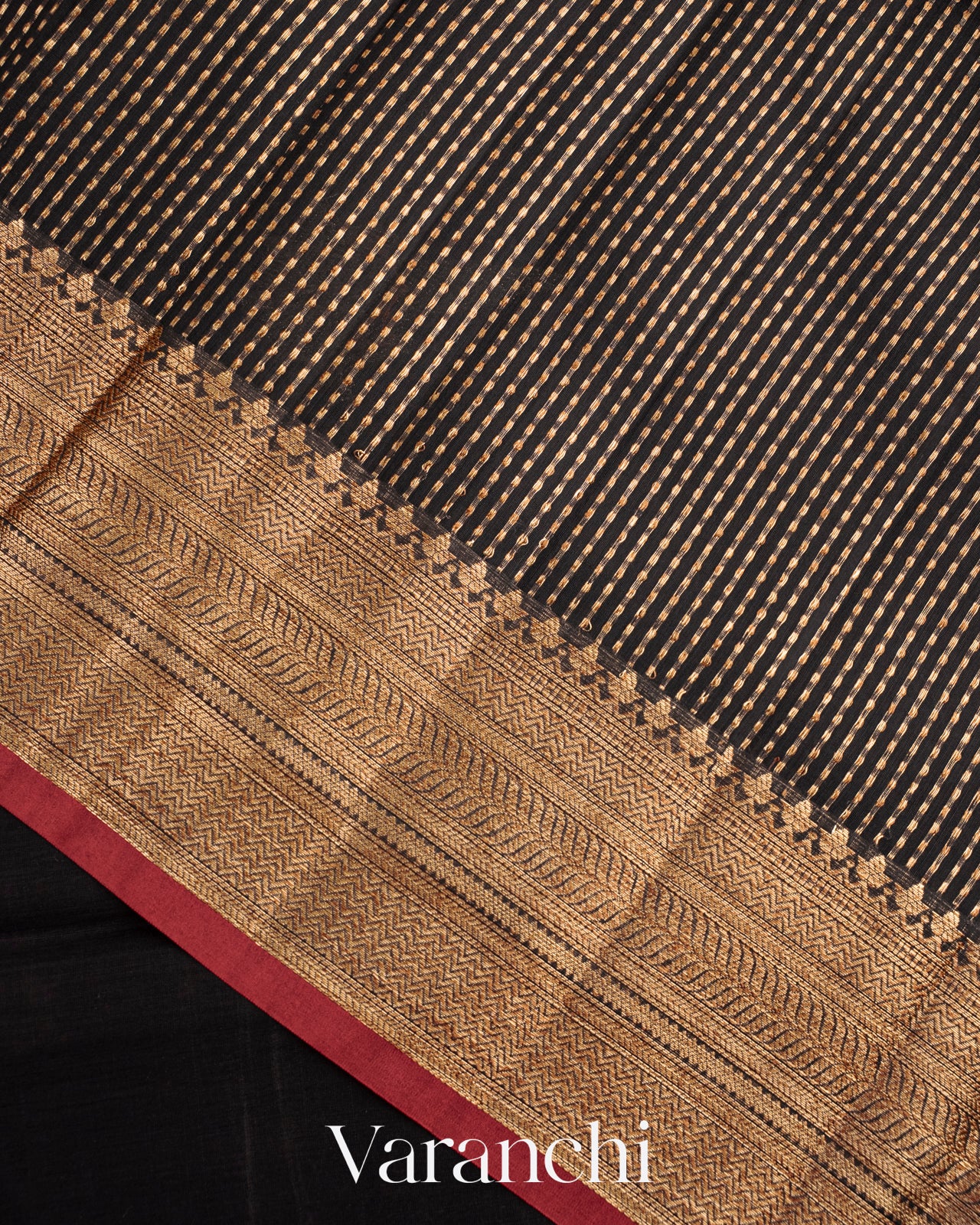 Black Pure Chanderi Silk Cotton Handloom Saree