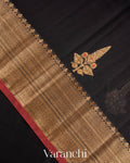 Black Pure Chanderi Silk Cotton Handloom Saree