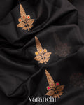 Black Pure Chanderi Silk Cotton Handloom Saree