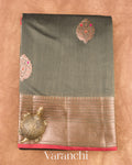 Dusty Grey Pure Chanderi Silk Cotton Handloom Saree
